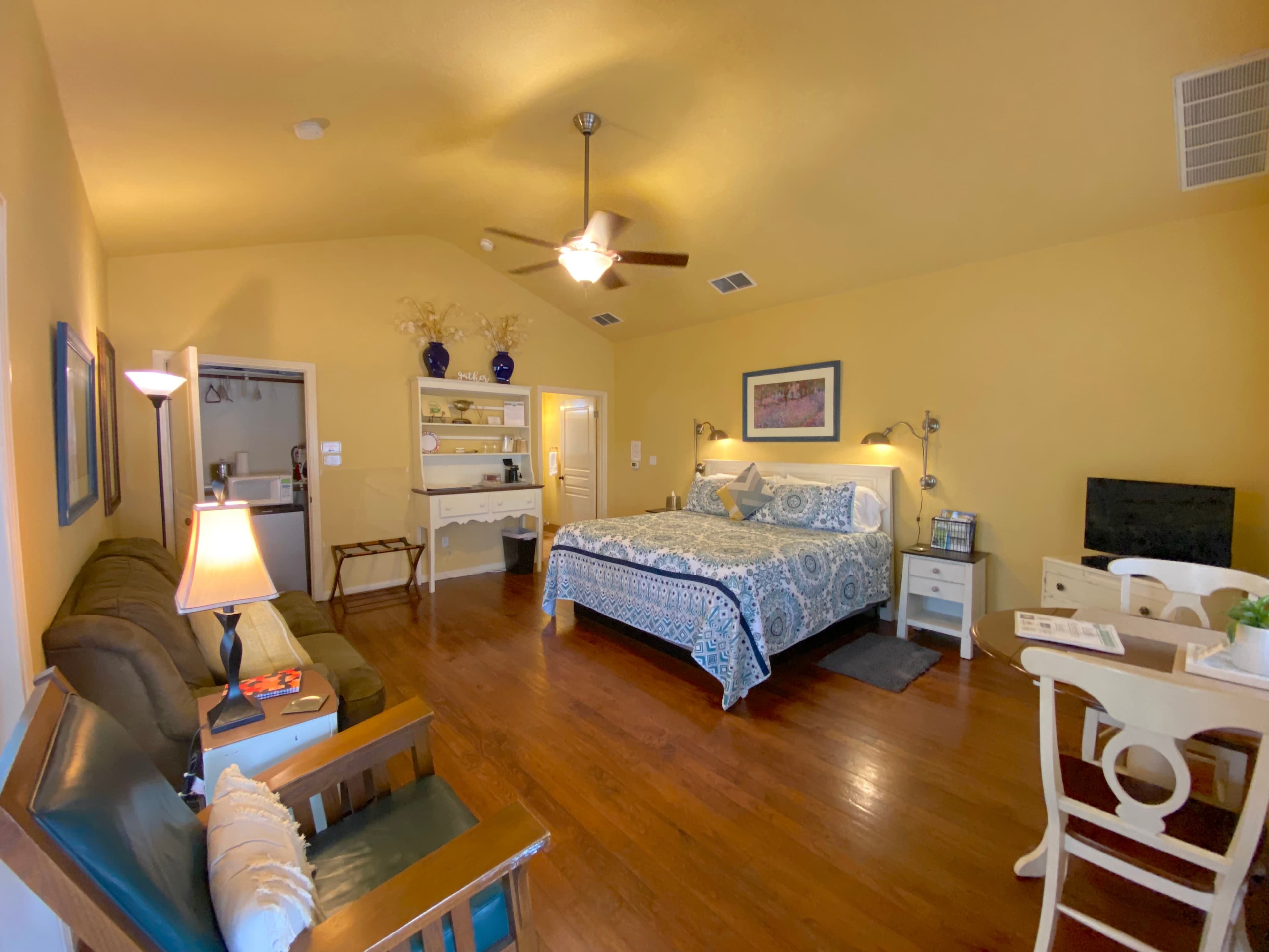 The Mountain Laurel Room Studio Cottage private vacation rental at Comal Inn New Braunfels TX