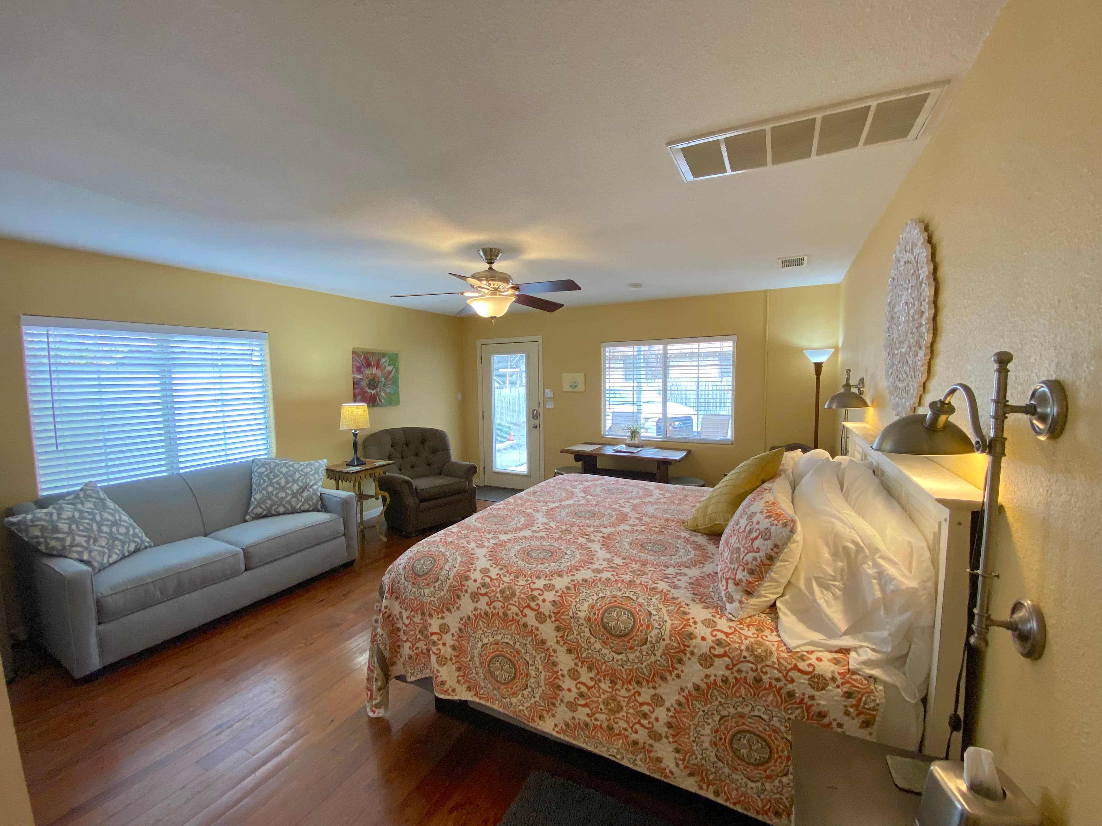 Cypress Room — Charming Studio Cottage with Private Patio interior view 2 at Comal Inn boutique vacation rental New Braunfels TX