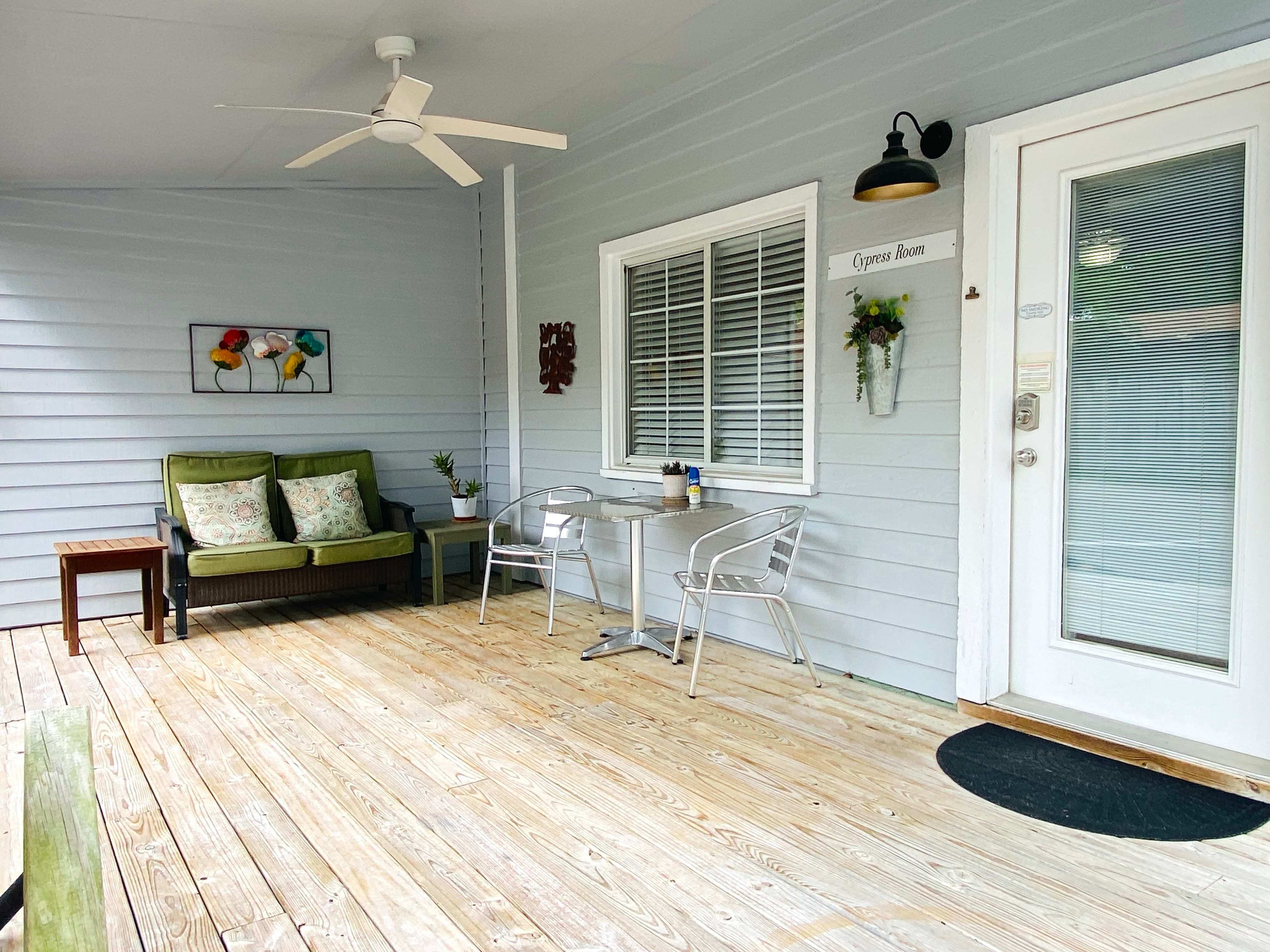 Cypress Room — Charming Studio Cottage with Private Patio interior view 5 at Comal Inn boutique vacation rental New Braunfels TX