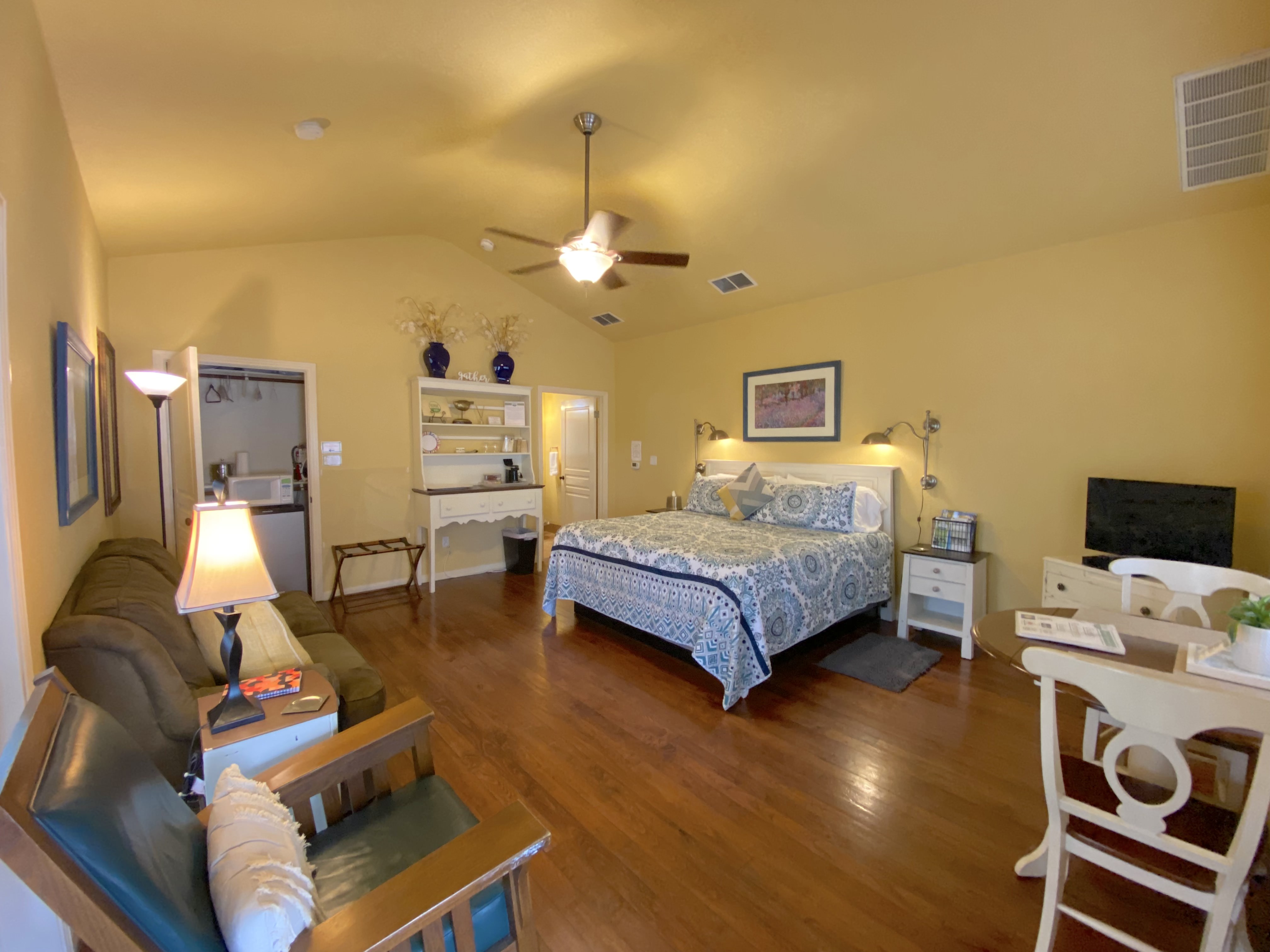 The Mountain Laurel Room Studio Cottage private vacation rental at Comal Inn New Braunfels TX